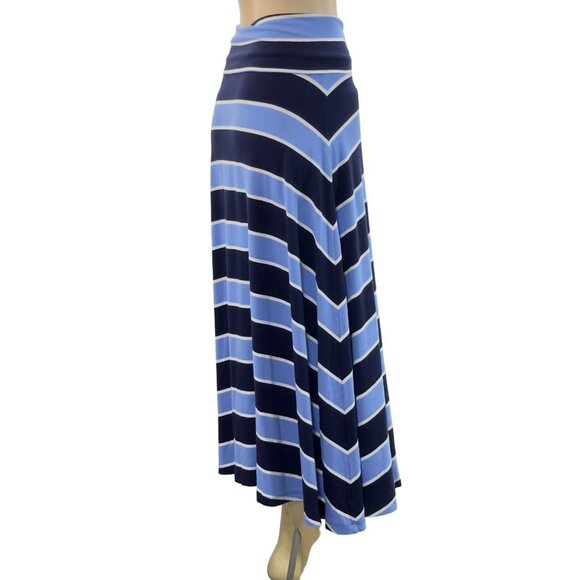 GAP Women's Blue Multicolor Striped Maxi Skirt Stretch Size S Petite - Picture 3 of 16